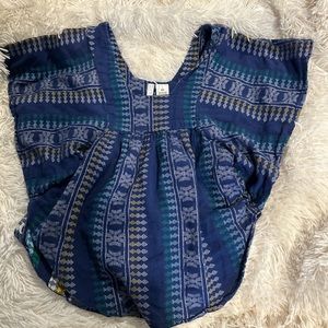 XS O’Neill dark‎ blue poncho top, Aztec design, 100% cotton, perfect condition